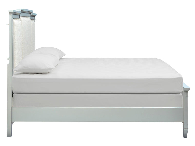 Glenbrook - Complete California King Panel Bed With Upholstered Headboard - Pebble
