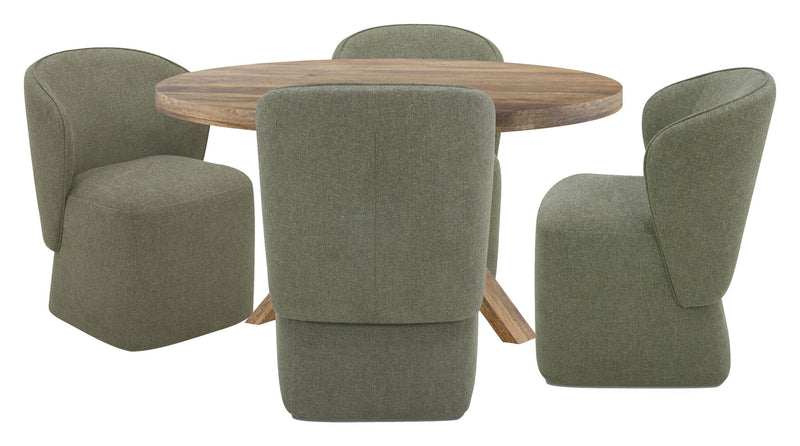 Crossings - Downtown Round Dining Table With 4 Upholstered Chairs - Amber & Gray