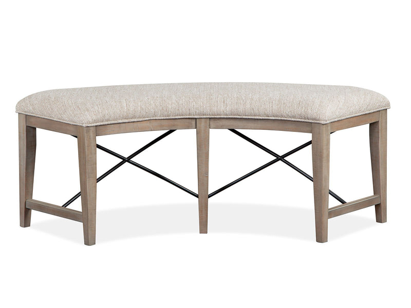 Paxton Place - Curved Bench With Upholstered Seat - Dovetail Gray