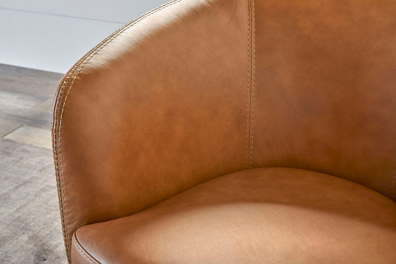 Barolo - 100% Italian Leather Swivel Club Chair (Set of 2)