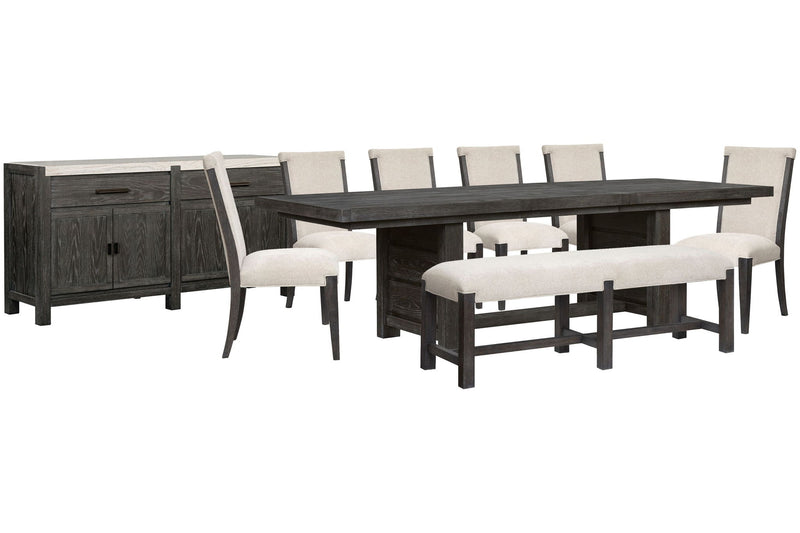 Plum Creek - 9 Piece Extendable Trestle Dining Table Set