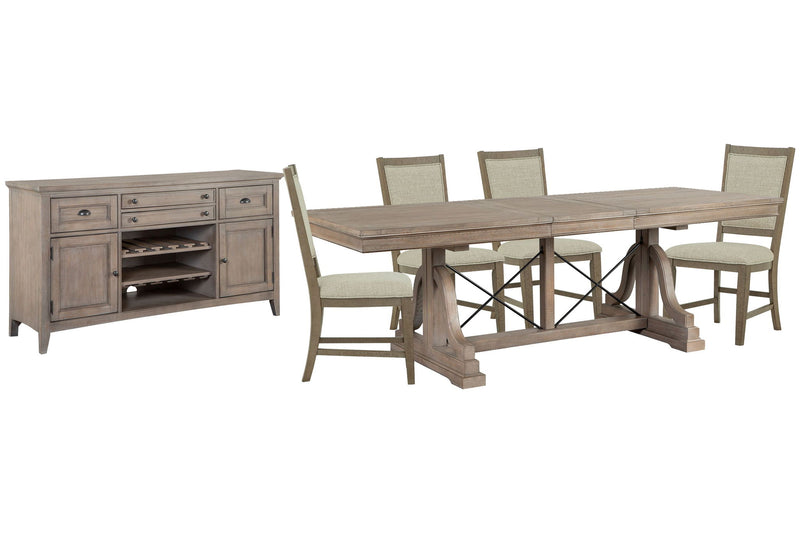 Paxton Place - Extendable Trestle Dining Table Set