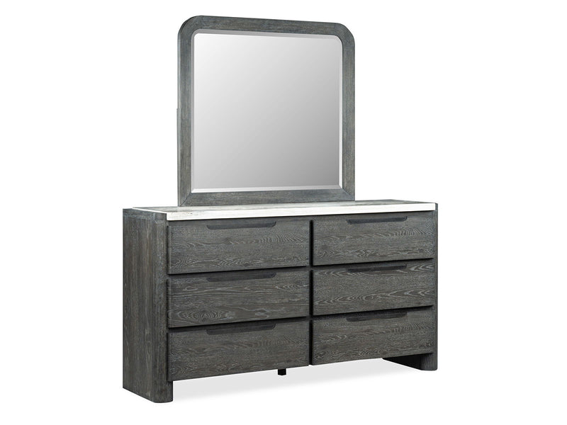 Keaton - Double Drawer Dresser With Portrait Mirror - Black