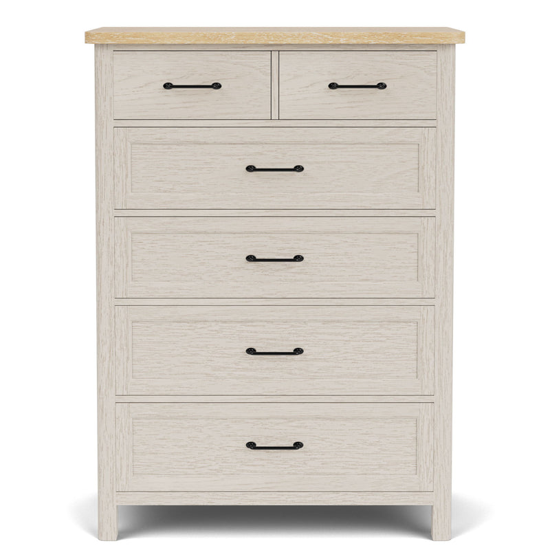 Glenndale - Five Drawer Chest - Aged White / Wheat
