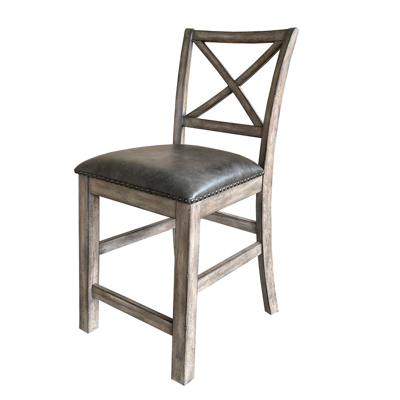 Lodge Dining - Upholstered “X” Back Counter Chair (Set of 2) - Siltstone