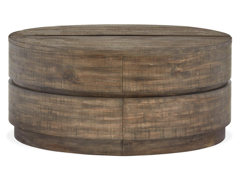 Baisden - Round Lift Top Cocktail Table With Casters - Tobacco