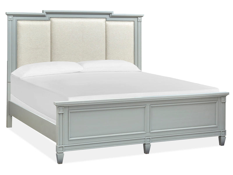 Glenbrook - Complete California King Panel Bed With Upholstered Headboard - Pebble