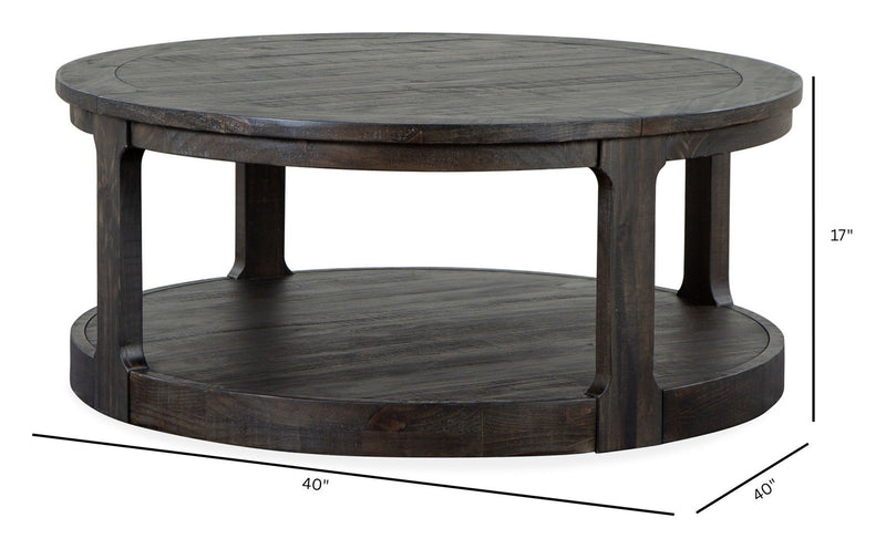 Boswell - Round Cocktail Table (With Casters) - Peppercorn