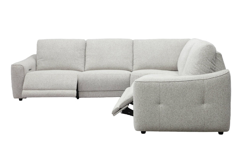 Julianna - 5 Piece Power Reclining Sectional With Power Headrests - Crisp Taupe