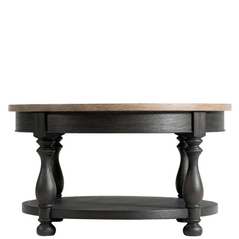 Barrington - 2 Tone Round Cocktail Table - Antique Oak / Matte Black
