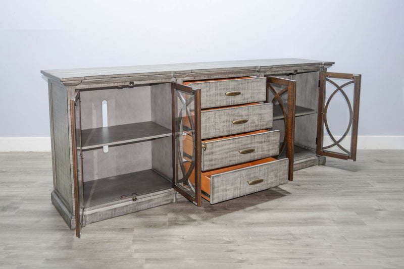 Homestead Hills - Media Console Long - Tobacco Leaf / Alpine Gray