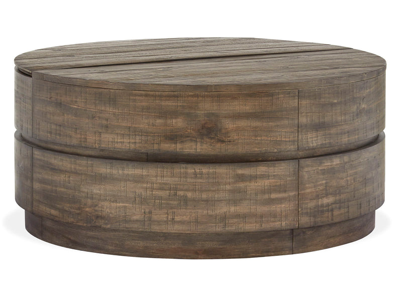 Baisden - Round Lift Top Cocktail Table With Casters - Tobacco