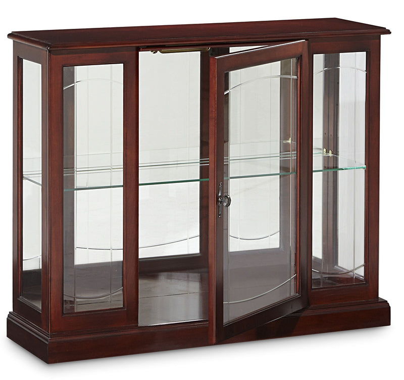 PFC Curios - Lighted 1 Shelf Console Display Cabinet - Cherry Brown