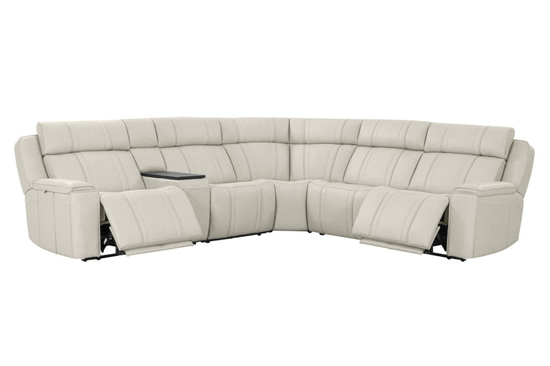 Sausalito - 6 Piece Modular Zero Gravity Power Reclining Sectional With Power Adjustable Headrests - Platinum Envy