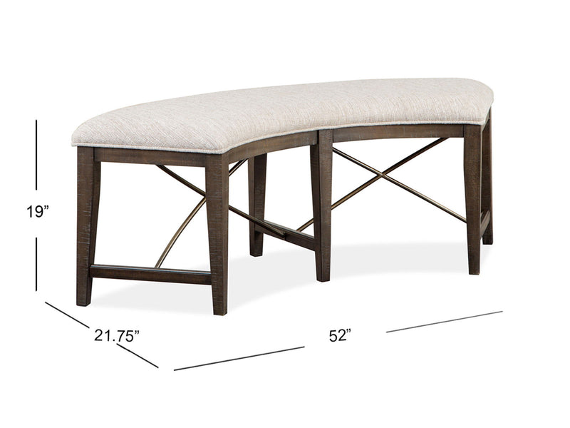 Westley Falls - Curved Bench With Upholstered Seat - Graphite