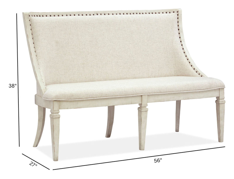 Newport - Bench With Upholstered Seat & Back - Alabaster