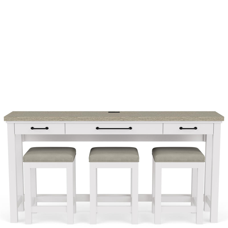 Cora - Workstation (Sofa Table With 3 Stools) - Cloud / Fog