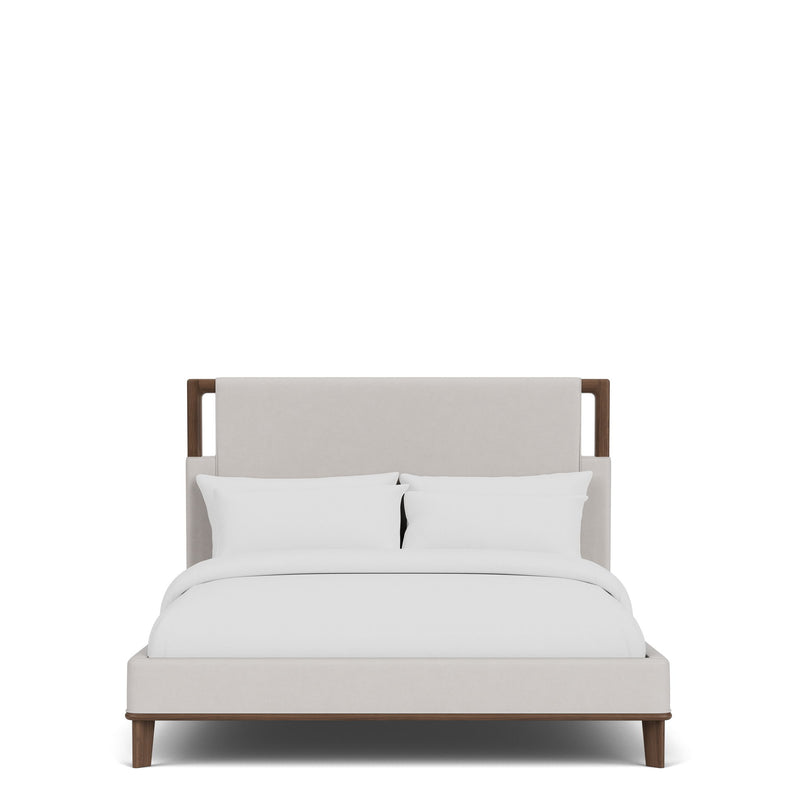 Delia - King Upholstered Bed - Nouveau Walnut / Beige