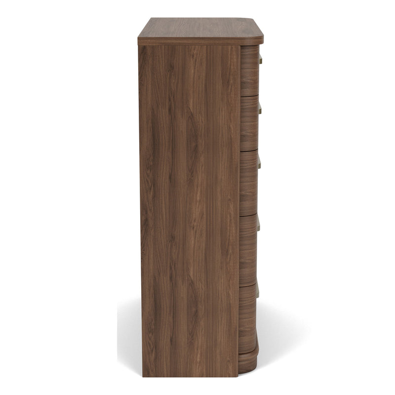 Delia - 5 Drawer Chest - Nouveau Walnut