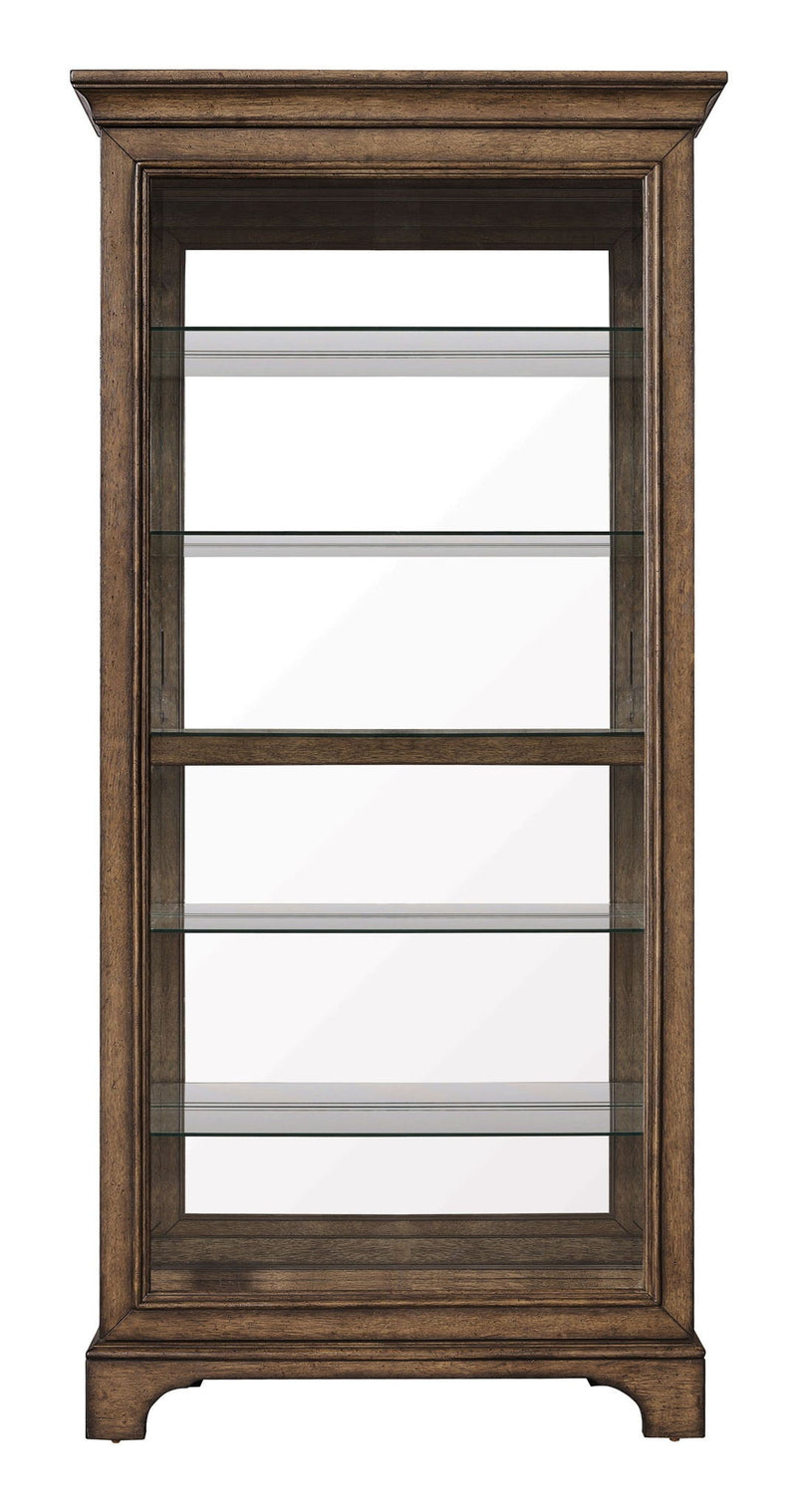 Pulaski Accents - Sliding Door Curio With Glass Shelves And LED Light - Dark Brown