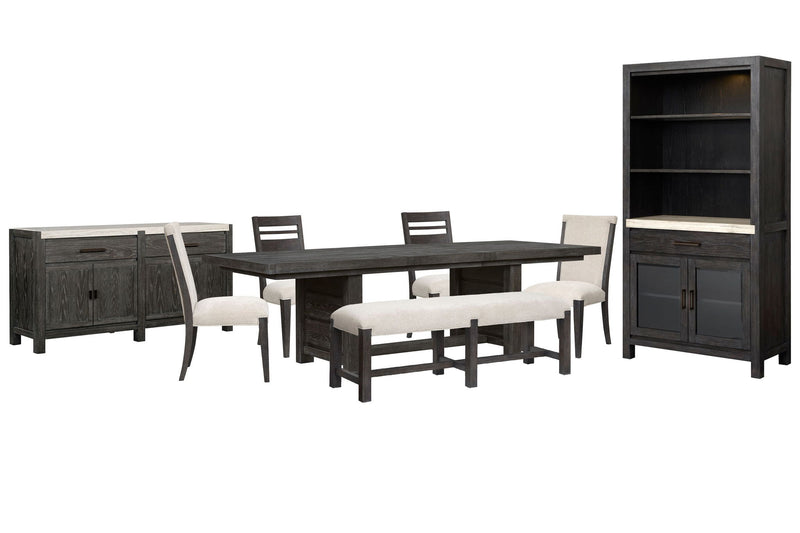 Plum Creek - 8 Piece Extendable Trestle Dining Table Set