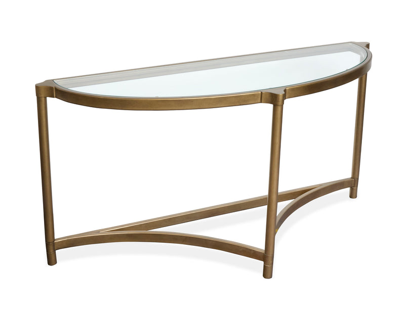 Cassidy - Demilune Sofa Table - Aged Brass And Volakas Classic