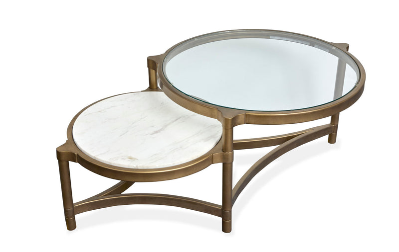 Cassidy - Shaped Cocktail Table - Aged Brass And Volakas Classic