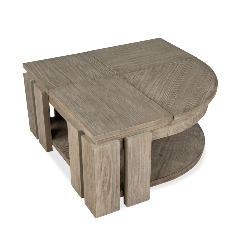 Conrad - Pie Shaped Lift Top Cocktail Table With Casters - Stone Harbor Gray