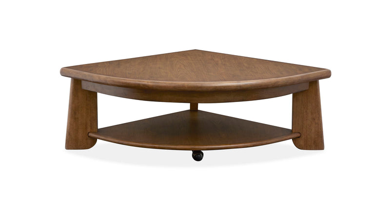 Tanner - Pie Shaped Lift Top Cocktail Table With Casters - Tawny Brown