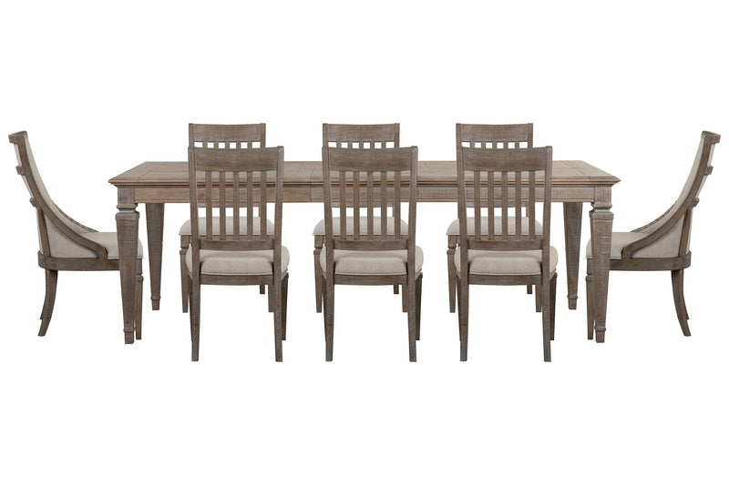 Lancaster - 9 Piece Extendable Rectangular Dining Table Set