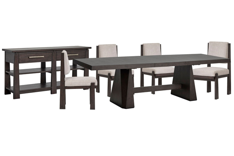Tauren - 6 Piece Extendable Double Pedestal Dining Table Set