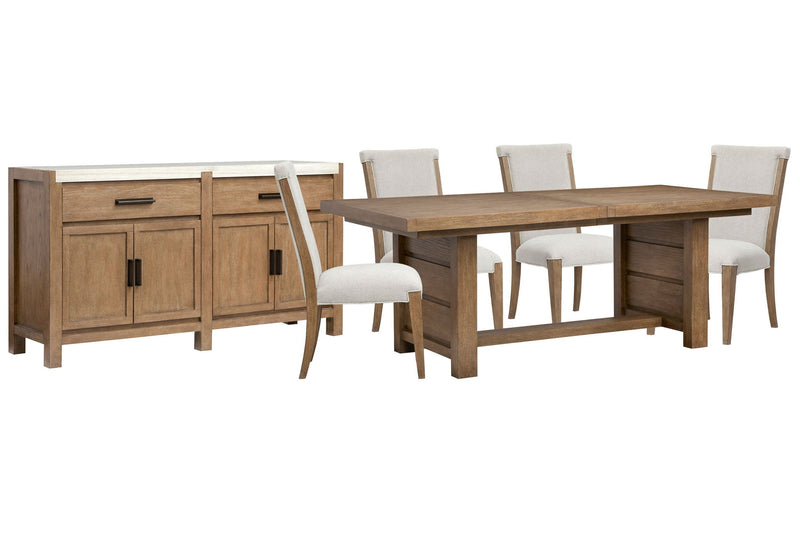 Plum Creek - 6 Piece Extendable Trestle Dining Table Set