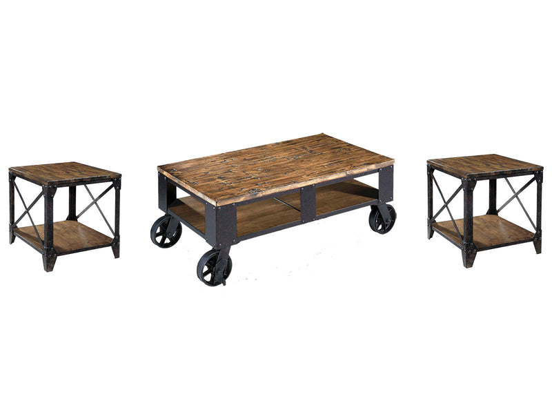 Pinebrook - Rectangular 2 Braking Casters Cocktail Table Set