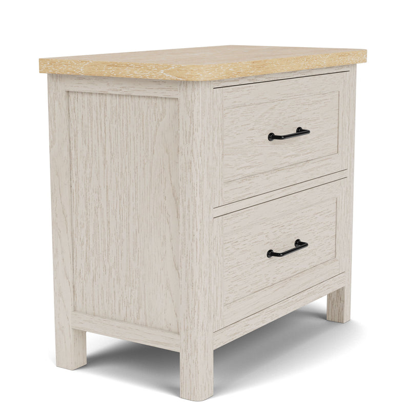 Glenndale - Two Drawer Nightstand - Aged White / Wheat