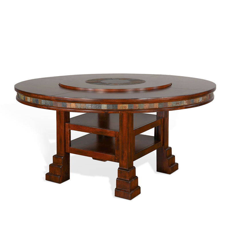 Santa Fe - 60" Round Table With Lazy Susan - Dark Chocolate
