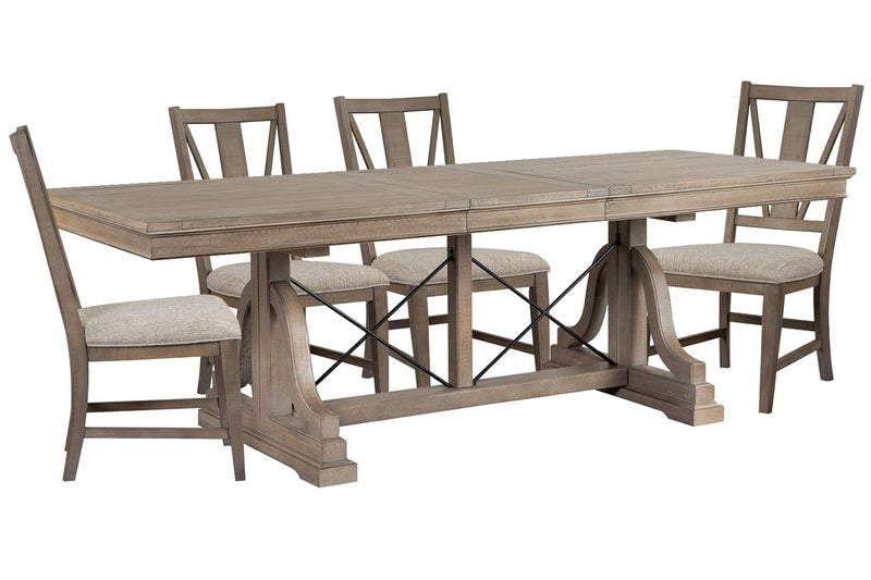 Paxton Place - Extendable Trestle Dining Table Set
