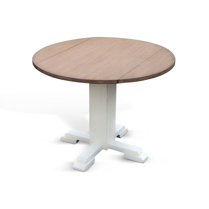 Drop Leaf Round Table - Buckskin / Marble White