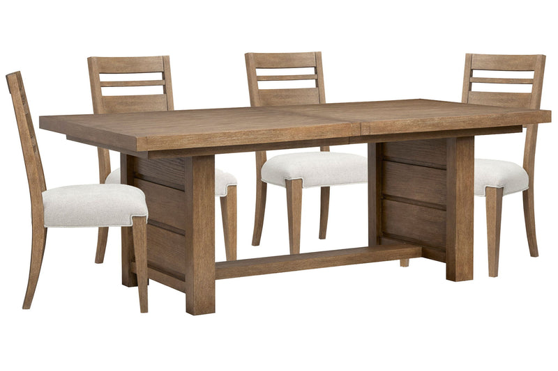 Plum Creek - 5 Piece Extendable Trestle Dining Table Set