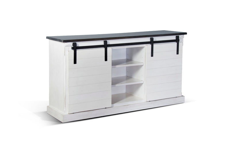Carriage House - TV Console With Barn Door - White / Dark Brown