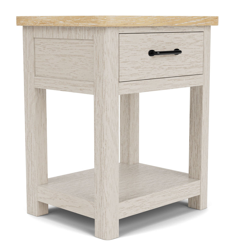 Glenndale - One Drawer Nightstand - Aged White / Wheat