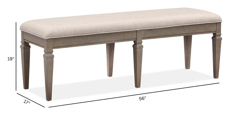 Lancaster - Bench With Upholstered Seat - Dovetail Gray