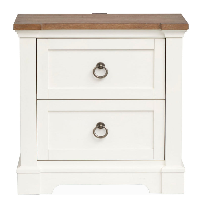 Kingston - Drawer Nightstand - Whisper White And Cerused Nutmeg