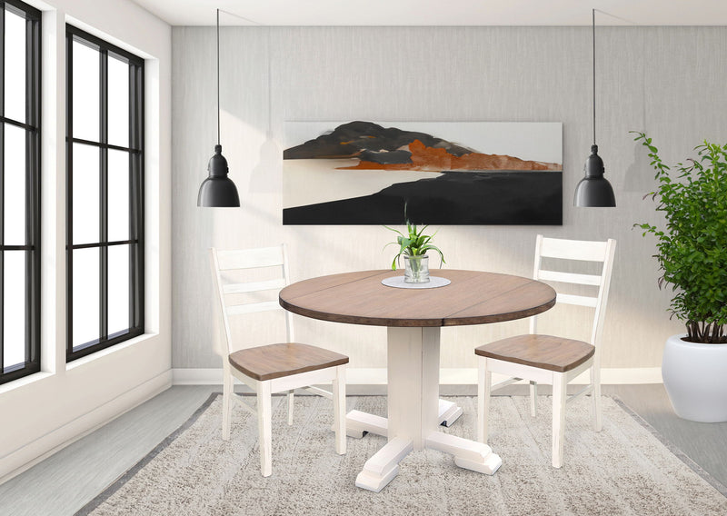 Drop Leaf Round Table - Buckskin / Marble White