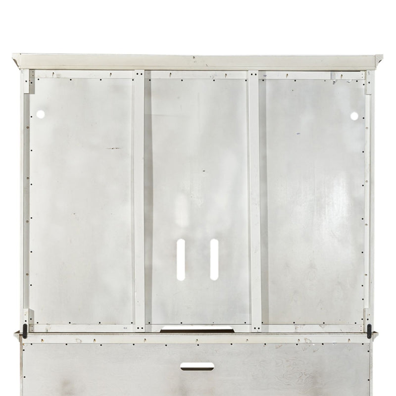Farmhouse Reimagined - Entertainment Hutch - Antique White / Chestnut Tops