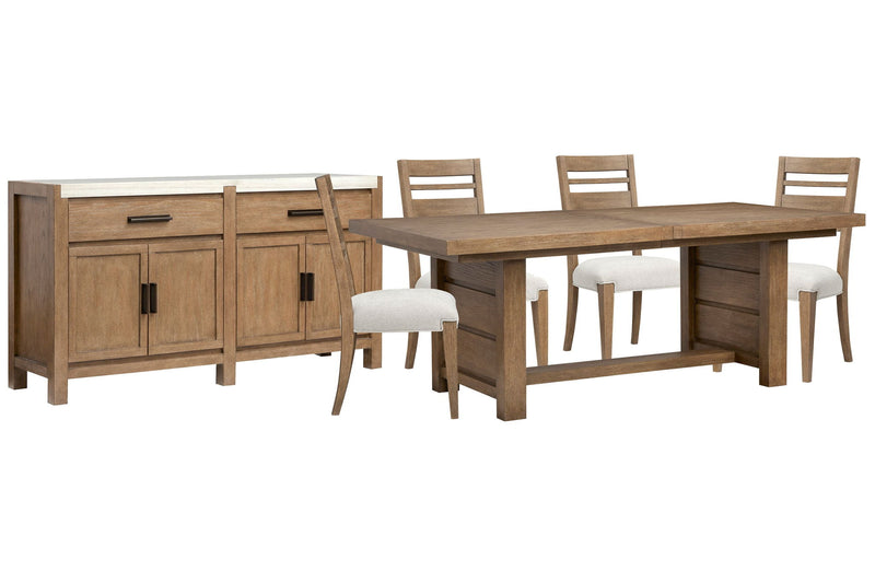 Plum Creek - 6 Piece Extendable Trestle Dining Table Set