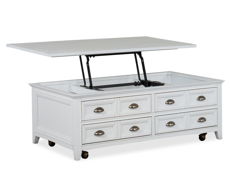 Heron Cove - Lift Top Storage Cocktail Table With Casters - Chalk White