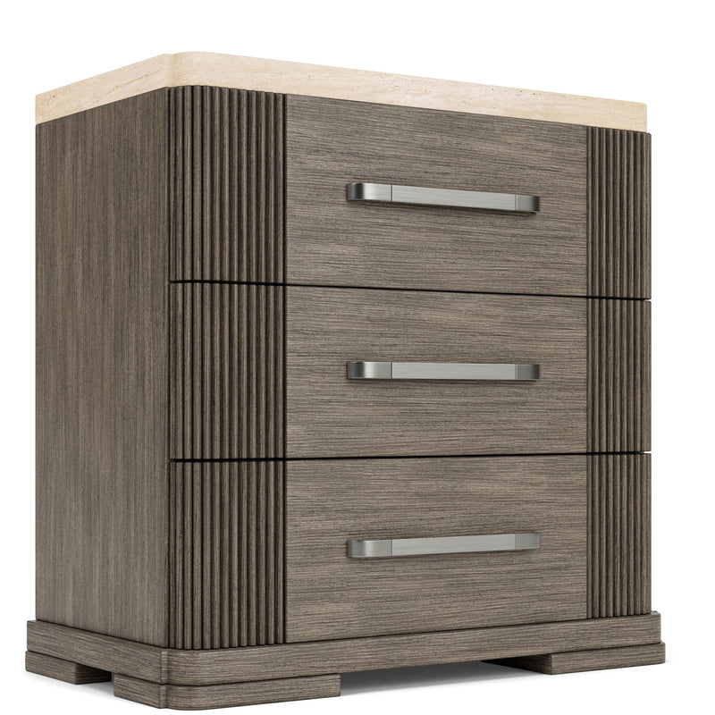Sariel - Stone Top 3 Drawer Nightstand - Dark Brown