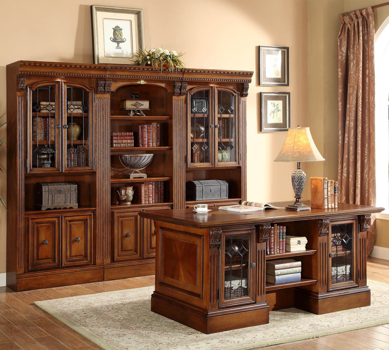 Huntington - Double Pedestal Executive Desk - Antique Vintage Pecan