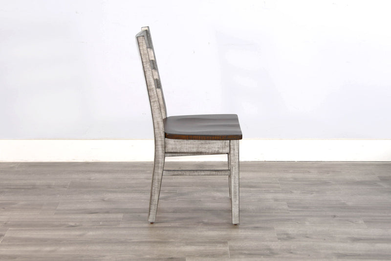 Homestead Hills - Ladderback Chair, Wood Seat (Set of 2) - Tobacco Leaf / Alpine Gray