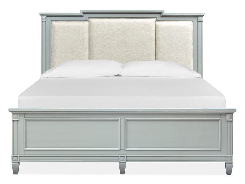 Glenbrook - Complete California King Panel Bed With Upholstered Headboard - Pebble